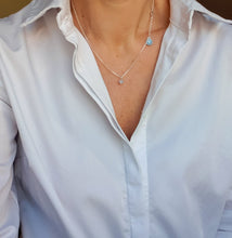 Load image into Gallery viewer, Subtilus akvamarino A+ sidabro pakabutis su grandinėle moterims "Drąsos akmuo"