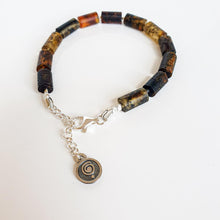 Load image into Gallery viewer, Black Baltic Amber Adjustable Silver 925 Bracelet for Women "Sun Stories"