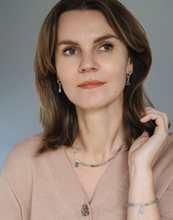 Load image into Gallery viewer, Set of Labradorite A+ Cube Beads Silver Necklace and Bracelet "The Guardian" - Petit Secret