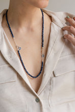 Load image into Gallery viewer, Set of Dark Blue Sapphire Necklace and Bracelet "The Guide", silver 925