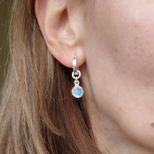 Load image into Gallery viewer, Elegant Round Silver 925 Earrings "Intuition" with High Grade White-Blue AAA grade Moonstone