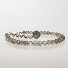 Load image into Gallery viewer, Labradorite A+ Round Bead Silver Bracelet for Women "The Guardian" - Petit Secret