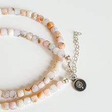 Load image into Gallery viewer, Set of Pink Opal Delicate Silver Necklace and Bracelet for Women "Self Love"