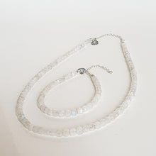 Load image into Gallery viewer, Set of Moonstone A+ Delicate Silver Bracelet and Necklace for Women "Intuition"